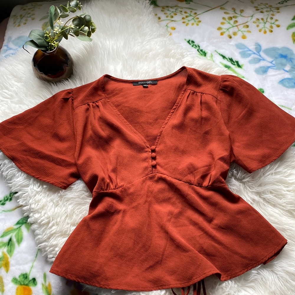 Brown orange short sleeve top